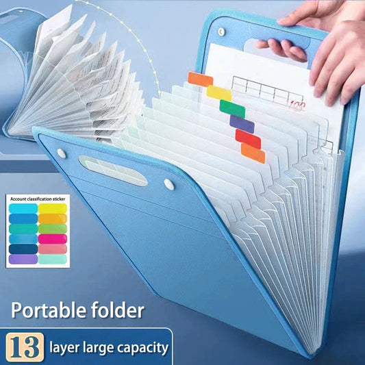 13 Pocket File Folders Portable A4 Letter Size Macaron Color Accordian Document Organizer for Classroom Office Home Storage - petguardiansupplies