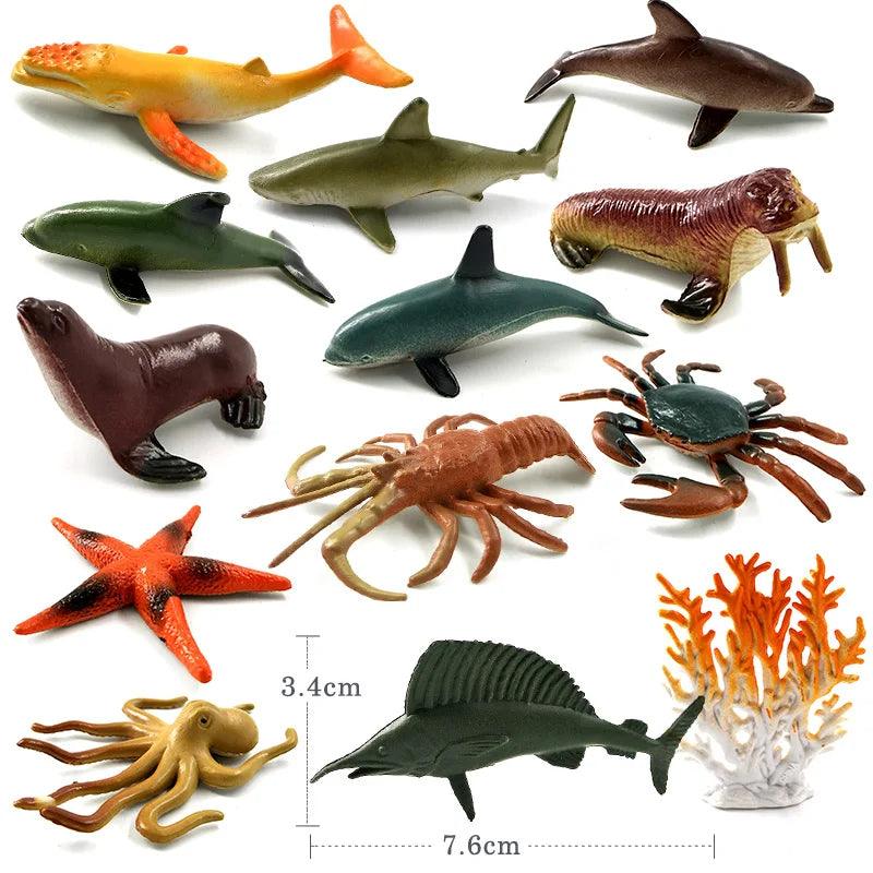 12Pcs Insect Spider Butterfly Fish Dinosaur Dog Cat Horse Figurine Farm Animal Model Action Figure Hot Toy Set For Children Gift - petguardiansupplies