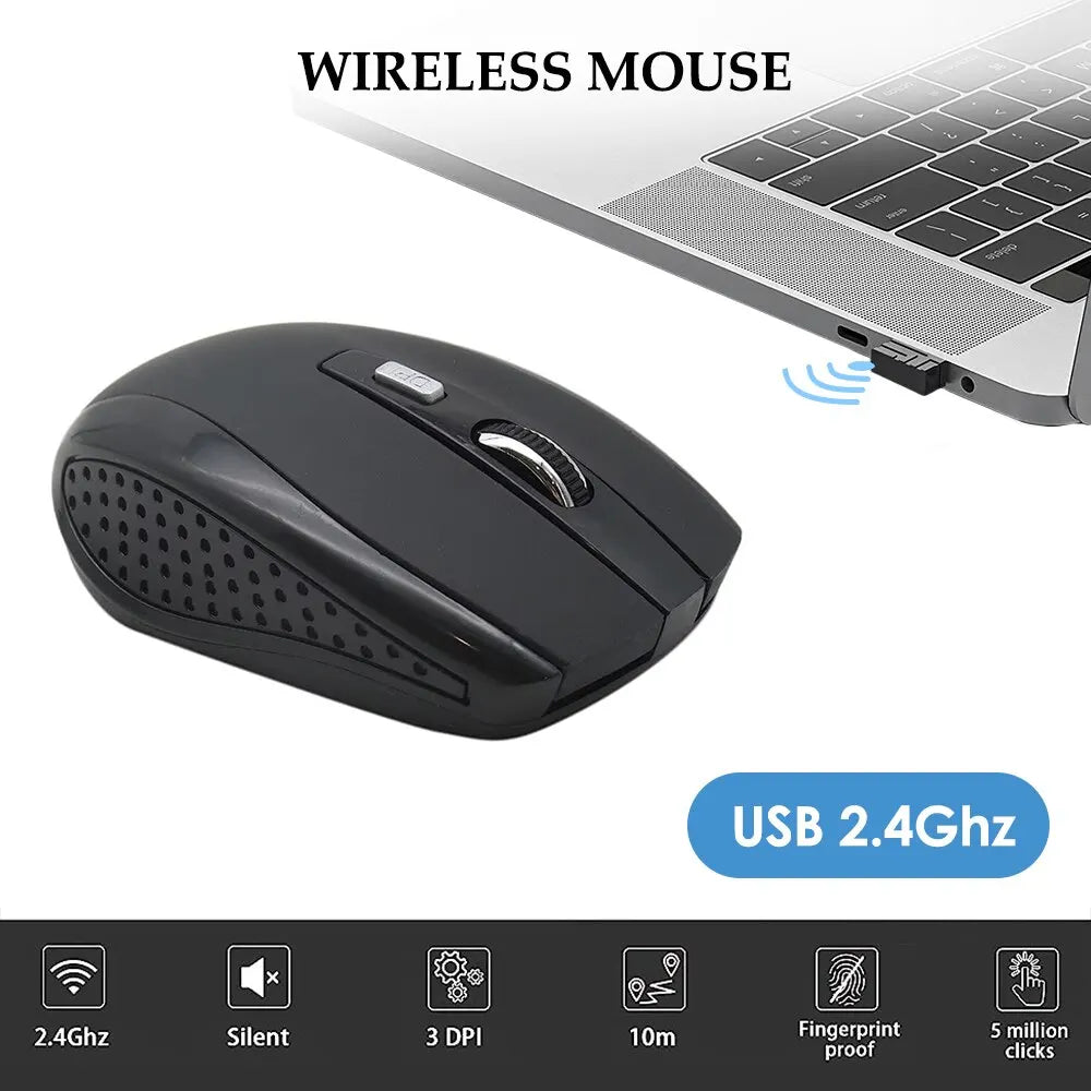 Wireless Mouse 2.4G Portable Mobile Optical Office Mouse Adjustable DPI Levels for Notebook PC Laptop MacBook - petguardiansupplies