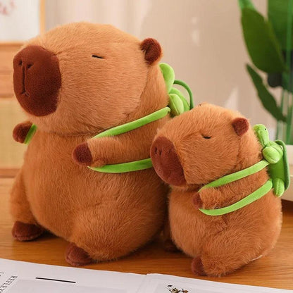 Cute Capybara Plush Toy Kawaii Fluffy Capibara With Turtle Bag Strawberry Cap Stuffed Animals Kids Birthday Gift Home Decoration - petguardiansupplies