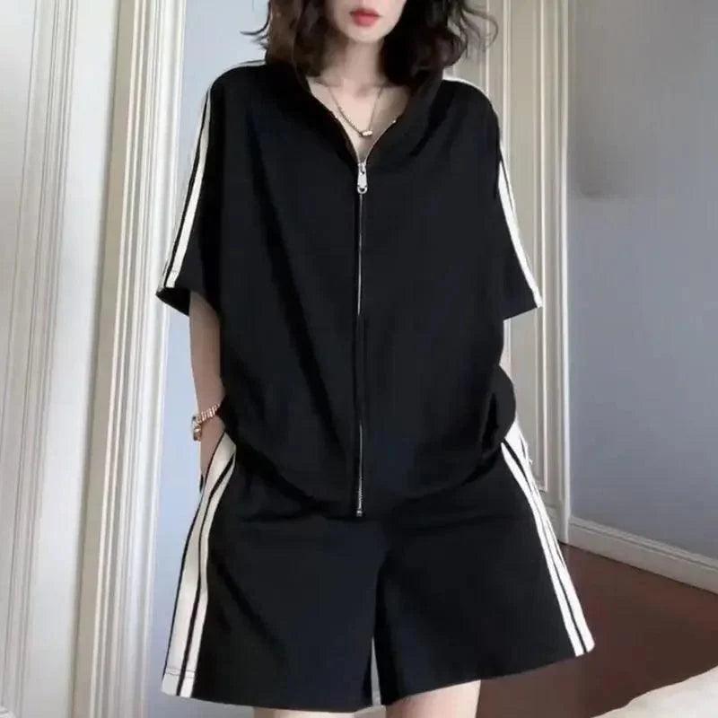 Casual Fashion Loose-fit Women's Summer Training Exercise Set Stylish Age-reducing Two-piece Suit - petguardiansupplies