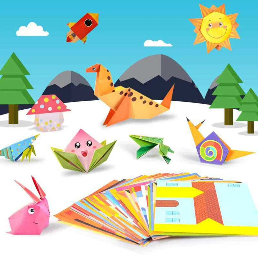 54 Pages Montessori Toys DIY Kids Craft Toy 3D Cartoon Animal Origami Handcraft Paper Art Learning Educational Toys for Children - petguardiansupplies