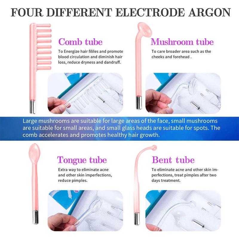 4 In 1 High Frequency Electrode Wand Electrotherapy Glass Tube Beauty Device Acne Spot Remover Facial Anti Wrinkle Skin Care Spa - petguardiansupplies