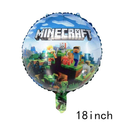 Miner Crafting Birthday Party Decoration Disposable Tableware Foil Balloon Banner Backdrop Cartoon Minecraft Game Theme Decor - petguardiansupplies