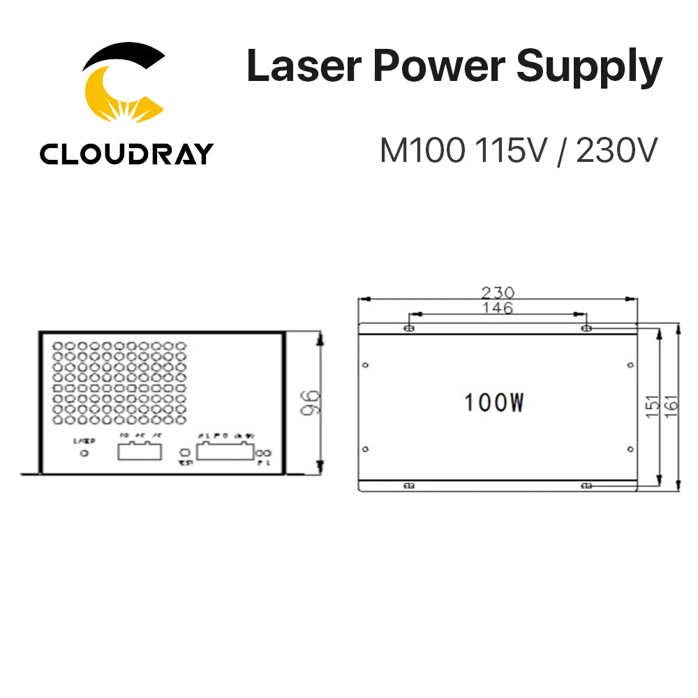 Cloudray 80-100W CO2 Laser Power Supply for CO2 Laser Engraving Cutting Machine M100W category - petguardiansupplies