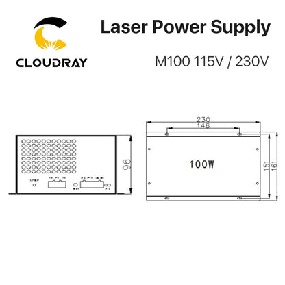 Cloudray 80-100W CO2 Laser Power Supply for CO2 Laser Engraving Cutting Machine M100W category - petguardiansupplies