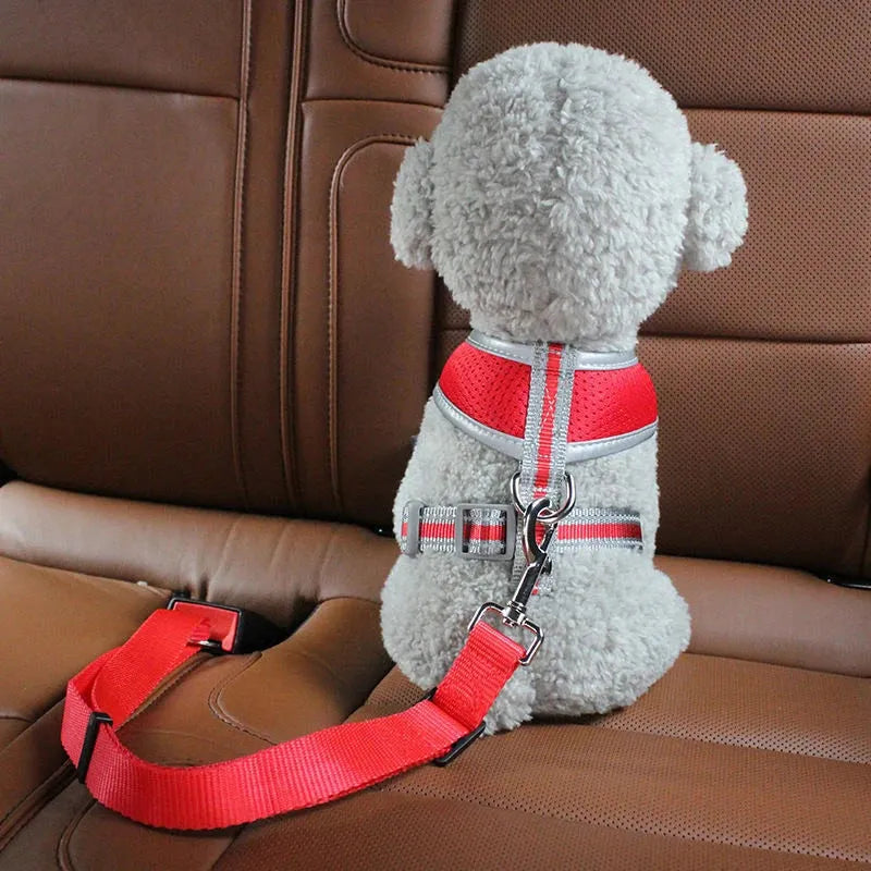 Dog Car Seat Belt Safety Protector Travel Pets Accessories Dog Leash Collar Breakaway Solid Car Harness Pet Car Seat Belts - petguardiansupplies