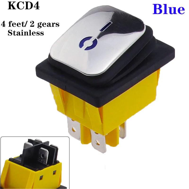 KCD4 on off 30A/250V Heavy Duty 4 pin DPST IP67 Sealed Waterproof T85 Auto Boat Marine Toggle Rocker Switch with LED 12V 220V 30 - petguardiansupplies