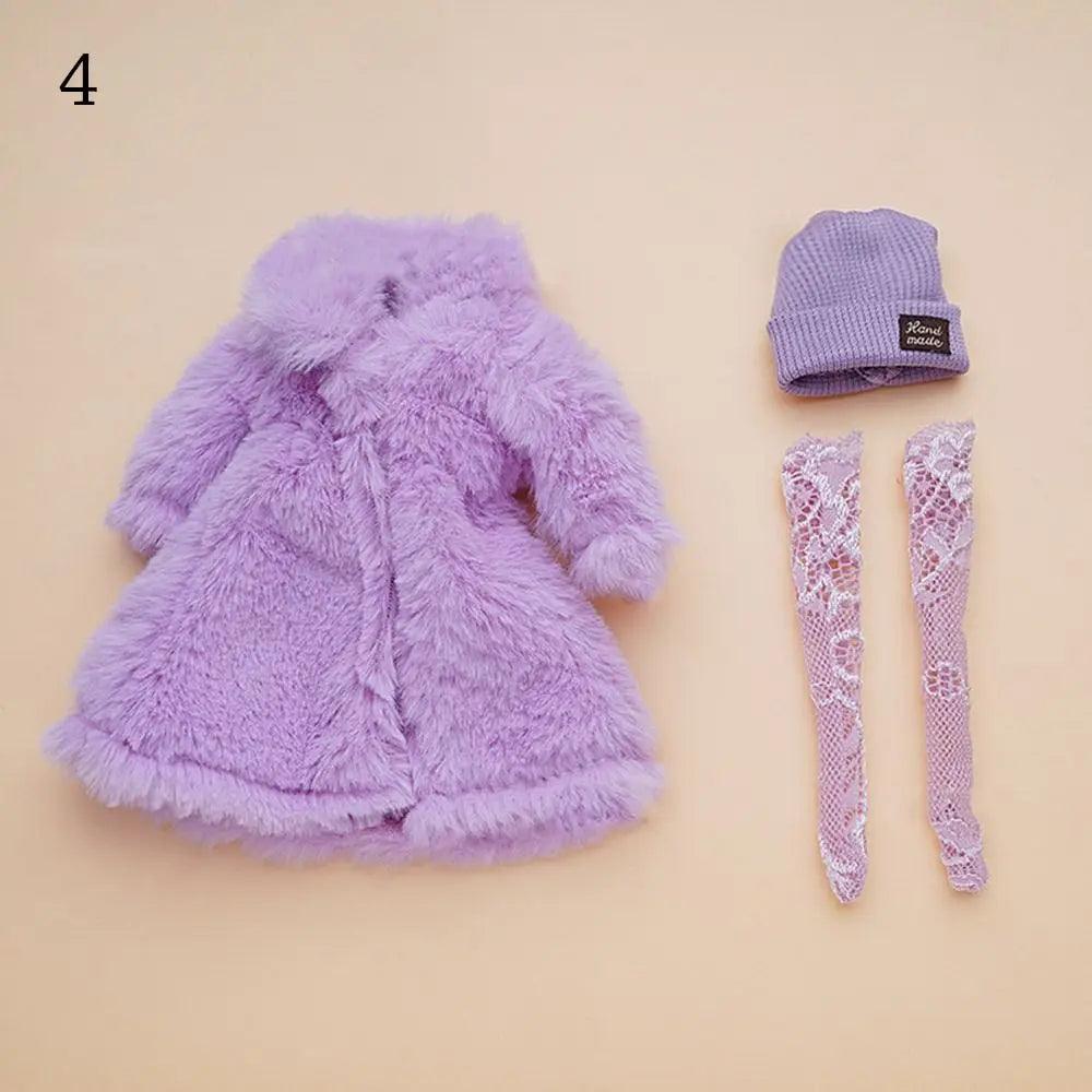 1 Set Fashion 30cm Doll Plush Overcoat Casual Wear Doll Winter Hats Socks Coat Tops for 1/6 Doll Clothes Cute Dolls Accessories - petguardiansupplies