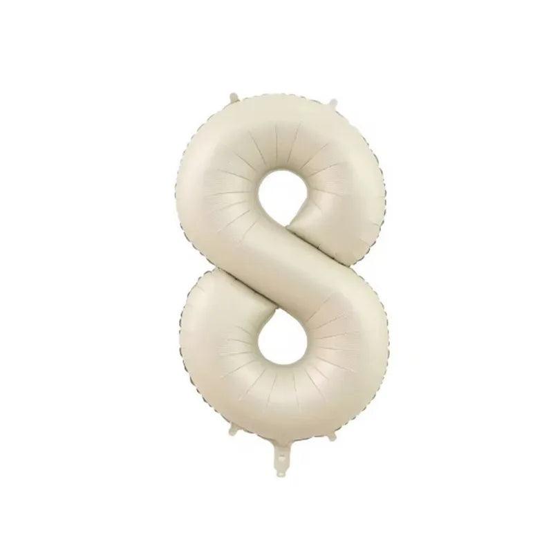 1 Set Beige Birthday Balloons Cream Beige Caramel Number 0-9 Balloon Custom Name Stickers for Birthday Anniversary Party Decor - petguardiansupplies