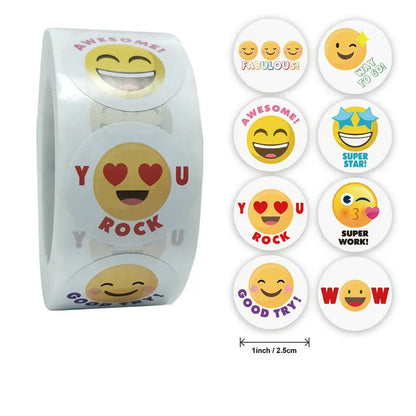 Hot Face Stickers Reward Cartoon Self-adhesive Teachers  Children Thanks Round Fluorescent Color Spot Goods Happyness incentive - petguardiansupplies