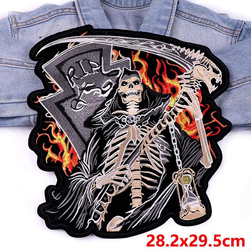 LAND FREE BRAVE Patch Large Back Embroidered Patches Motorcycle Biker Sewing Patch Iron On Patches For Clothing Jacket Jeans DIY - petguardiansupplies