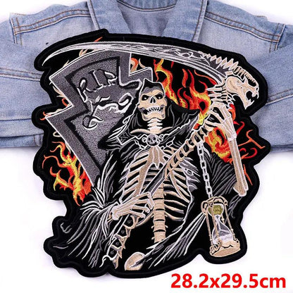 LAND FREE BRAVE Patch Large Back Embroidered Patches Motorcycle Biker Sewing Patch Iron On Patches For Clothing Jacket Jeans DIY - petguardiansupplies