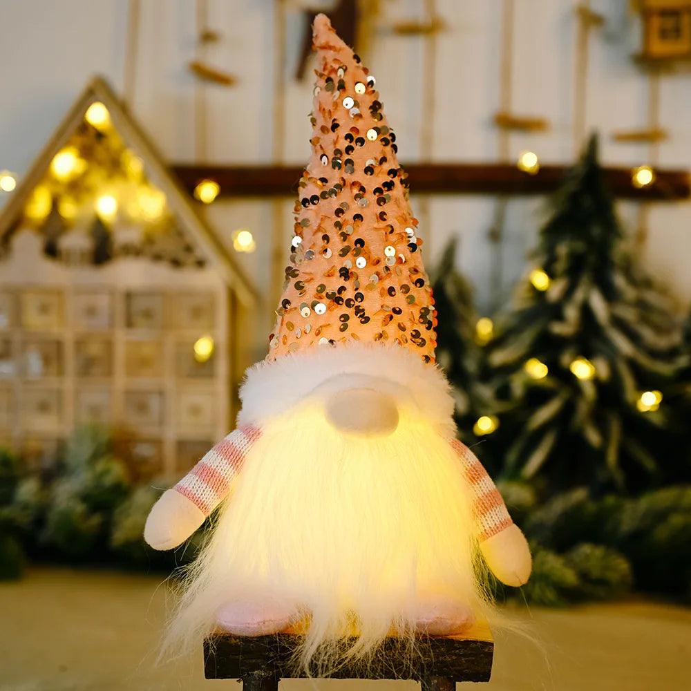 30cm Christmas Doll Elf Gnome with Led Light Christmas Decorations for Home Xmas Navidad New Year 2023 Children's Gifts - petguardiansupplies