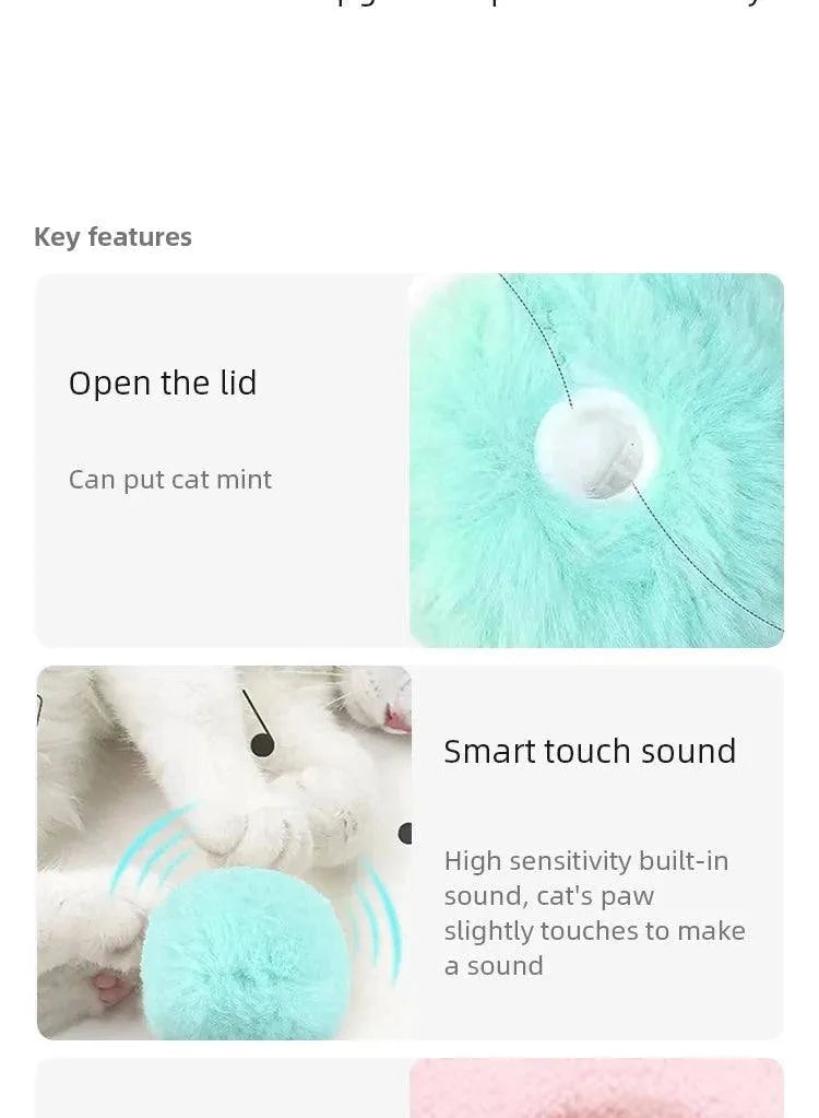 Interactive Ball Smart Cat Toys Plush Electric Catnip Training Toy Kitten Touch Sounding Pet Product Squeak Toy Ball - petguardiansupplies