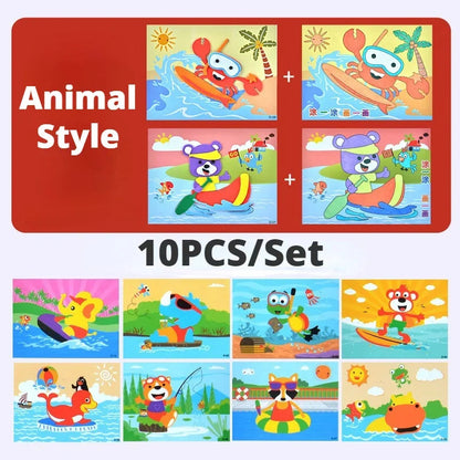 10Pcs Kids 3D EVA Foam Stickers Cartoon Dinosaur Animal Puzzle Game DIY Art Craft Drawing Toy Educational Toys for Children Gift - petguardiansupplies