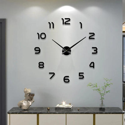 Fashion 3D big size wall clock mirror sticker DIY brief living room decor meetting room wall clock - petguardiansupplies