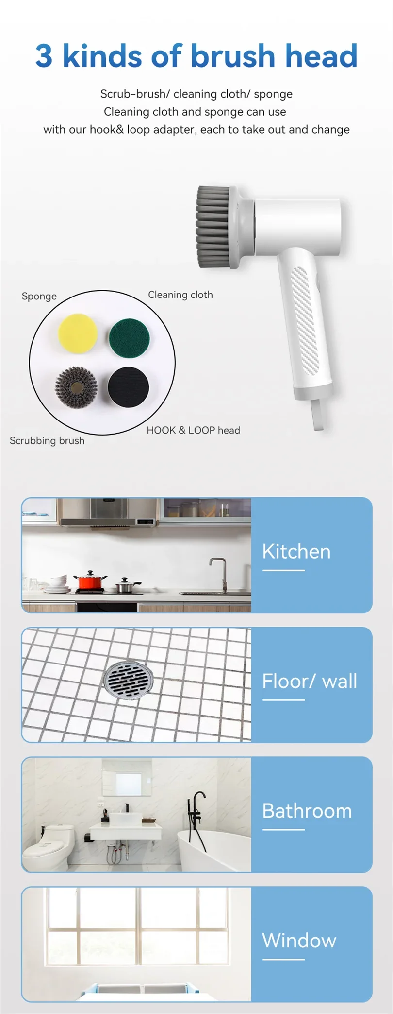 Xiaomi Wireless Electric Cleaning Brush Housework Kitchen Dishwashing Brush Bathtub Tile Professional Cleaning Brush Labor Savin - petguardiansupplies