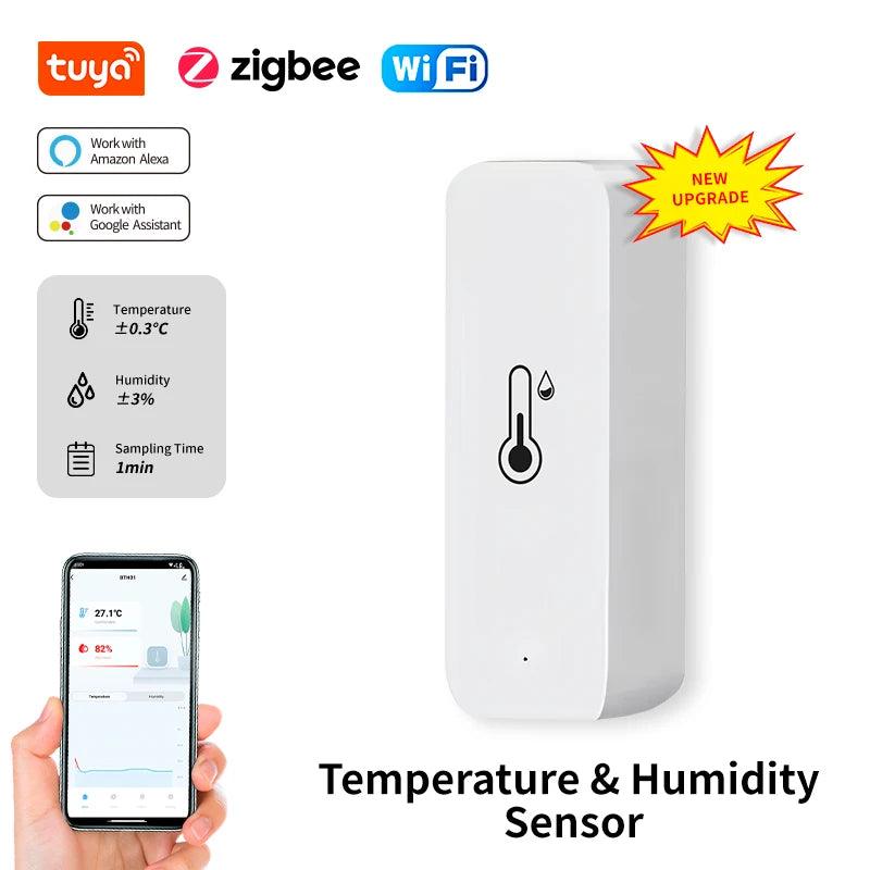 Tuya WiFi Zigbee Temperature and Humidity Sensor Indoor Smart Thermometer Monitor For Alexa Google Home Voice APP Remote Control - petguardiansupplies