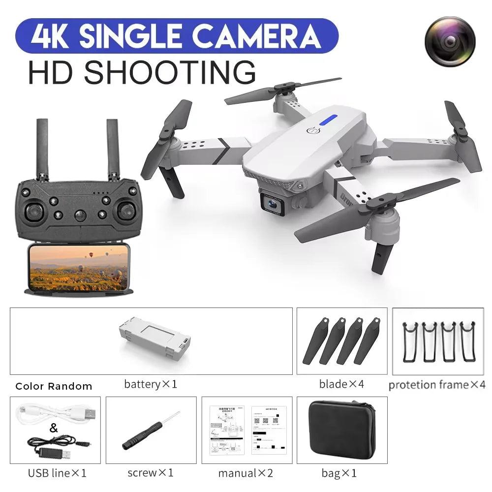 KBDFA 2025 E88 Professional Wide Angle RC Dron HD 4K Camera Mode Foldable Helicopter Aircraft Quadcopter Drone Kid Gift Toys - petguardiansupplies