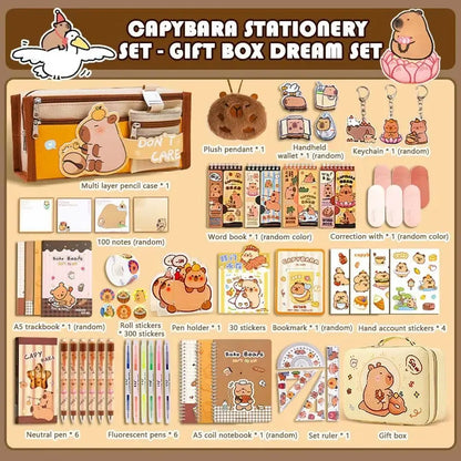 Large Capacity Gift Box Capybara Stationery Set Abundant Cute Back-to-school Gift Kit Pencil Case School Supplies for Students - petguardiansupplies