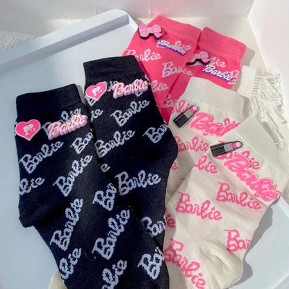 Kawali Anime Barbie Home Floor Socks Pink Fashion Sweet Warm Soft Comfortable Ins Cute Girls Gift Birthday Gift For Girlfriend - petguardiansupplies