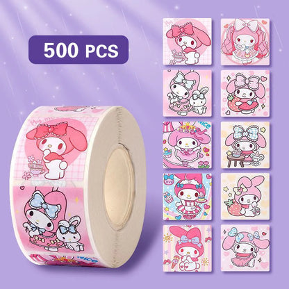 500PCS miniso Hello Kitty Cartoon Sticker Cute Cartoon Kuromi My Melody Children's Diary Bonus Gift Closure Diary Booklet Gift - petguardiansupplies