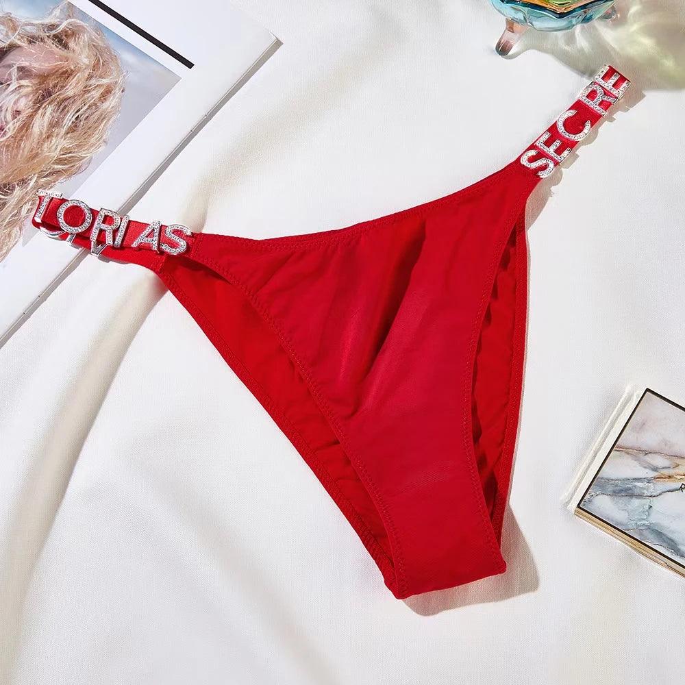 Sexy women's thong women's underwear with letter LOGO Victoria thong high quality comfortable large size red underwear - petguardiansupplies