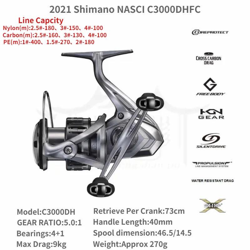 2021 Shimano NASCI FC 500 C2000 2500 2500HG 2500SHG C3000 C3000HG 4000 4000XG C5000XG Spining Fishing Reel Saltwater Fishing - petguardiansupplies