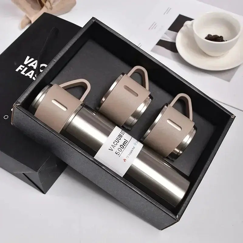 500ML 304 Stainless Steel Vacuum Insulated Bottle Gift Set Office Business Coffee Mug Stainless Steel Water Bottle with Straw - petguardiansupplies