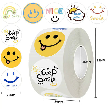 Hot Face Stickers Reward Cartoon Self-adhesive Teachers  Children Thanks Round Fluorescent Color Spot Goods Happyness incentive - petguardiansupplies