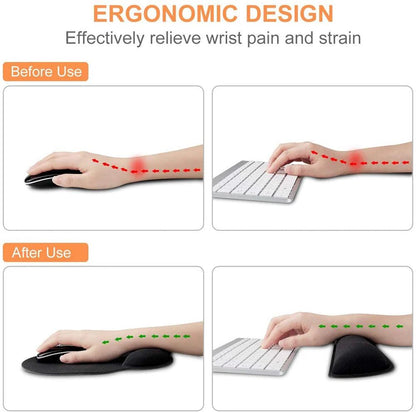 New Wrist Rest Mouse Pad Memory Foam Superfine Fibre Wrist Rest Pad Ergonomic Mousepad for Typist Office Gaming PC Laptop - petguardiansupplies