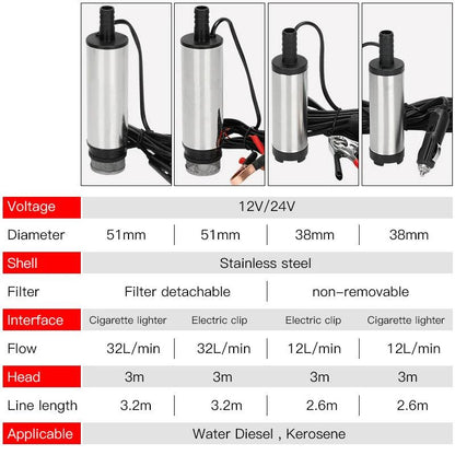 12L/min 30L/min 12V 24V 220V Electric Submersible Oil Pump For Car Diesel Kerosene Fuel Transfer Water Suction Pump 12 24 V Volt - petguardiansupplies