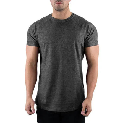 Plain Gym T-shirt Men Summer Fitness Clothing O-Neck Short Sleeve T shirt Cotton Slim Fit Tshirt Bodybuilding Workout Tees Tops - petguardiansupplies