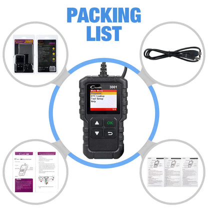 Launch X431 CR3001 Support Full OBDII/EOBD function Creader 3001 diagnostic tool Multilingual code reader scanner PK CR319 OM123 - petguardiansupplies