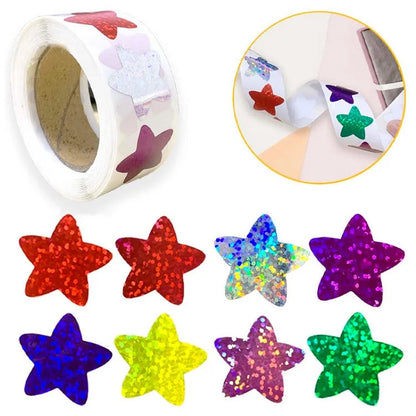 100-500PCS New Stars Stickers Thank You Stickers Photocard Decor for Kids Children Packaging Pack Stickers Roll Rolling Lables - petguardiansupplies