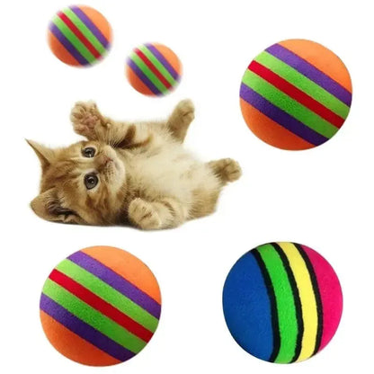 10Pcs Colorful Cat Toy Ball Interactive Cat Toys Play Chewing Rattle Scratch Natural Foam Ball Training Pet Supplies - petguardiansupplies