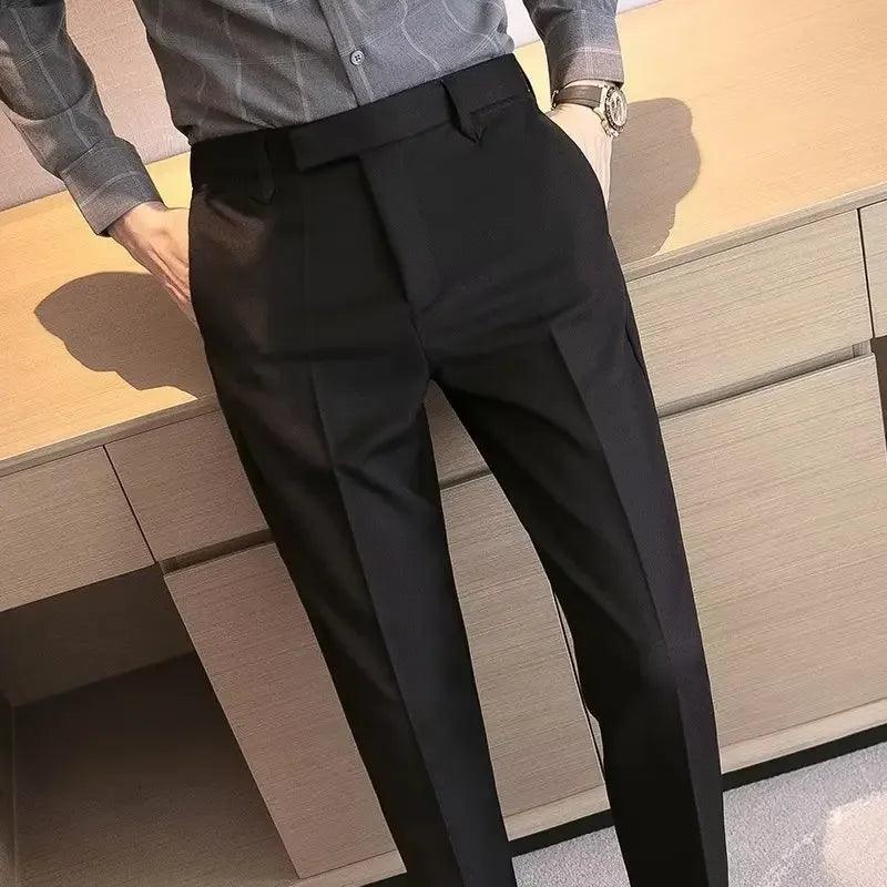 English Gentleman's Coffee Color Business Suit Pants Casual Draped Trousers For Men Fashionable Spring Autumn Small Foot - petguardiansupplies