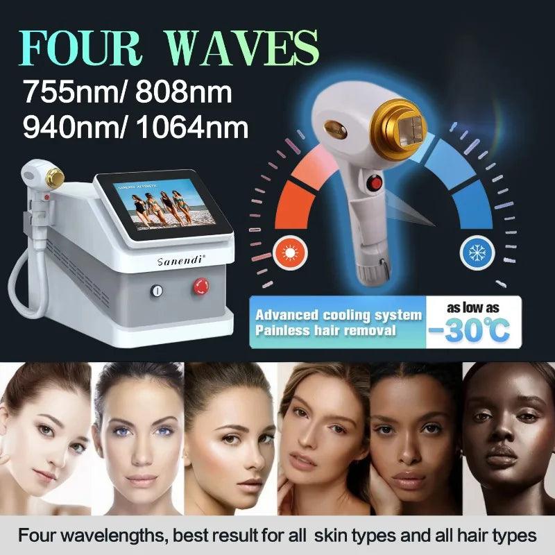 Portable Diode Laser Hair Removal Professional Machine Permanent Ice Titanium Device 808nm Seamless epilator for women - petguardiansupplies