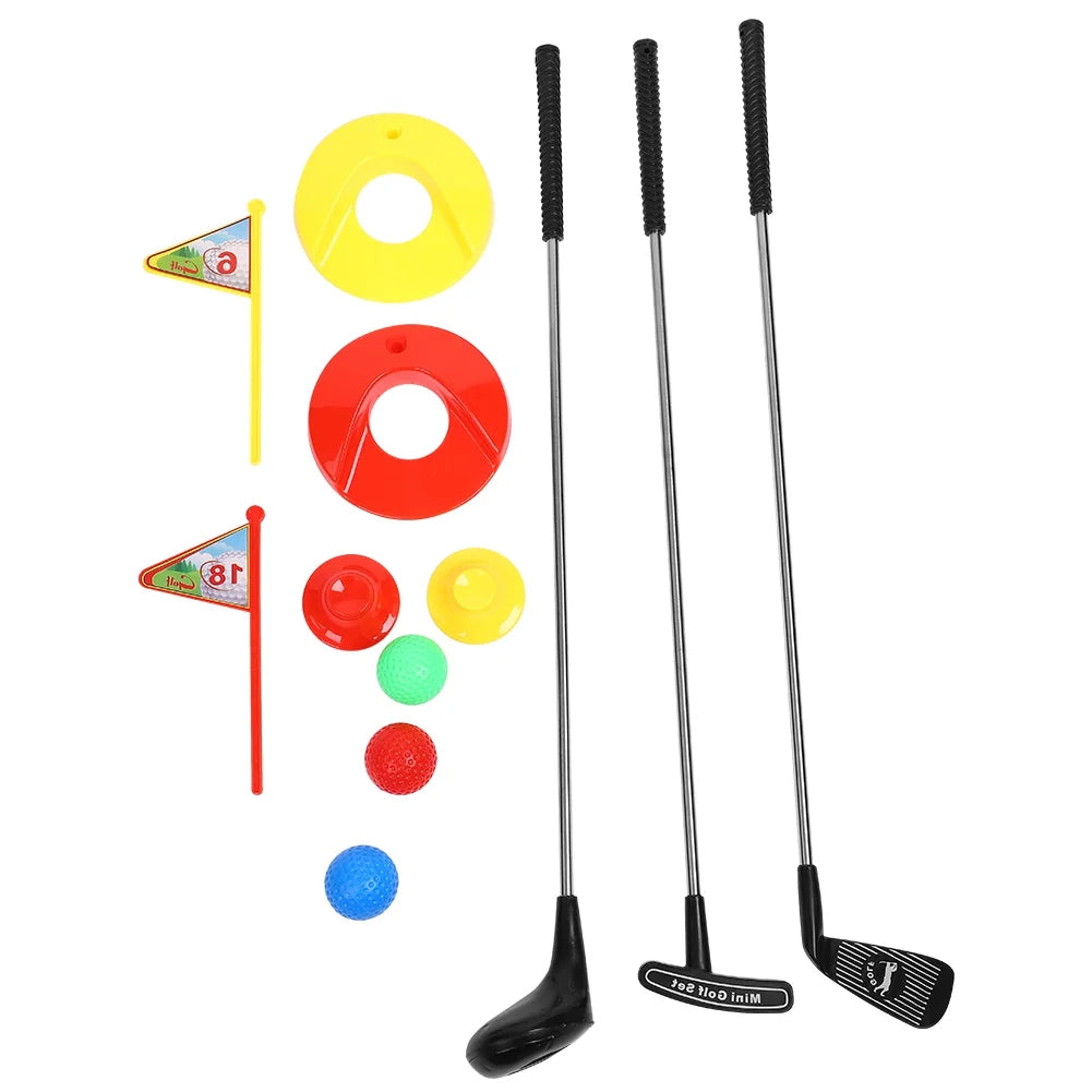 Kids Golf Toy Set Metal Golf Club Golf Ball Golf Tee And Practice Holes With Flag Portable Sport Toy - petguardiansupplies