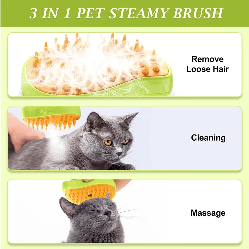 Pet Hair Removal Brush Cat Dog Electric Spray Massage Comb One-click Spray Anti-Flying Massage Bath Silicone Comb - petguardiansupplies