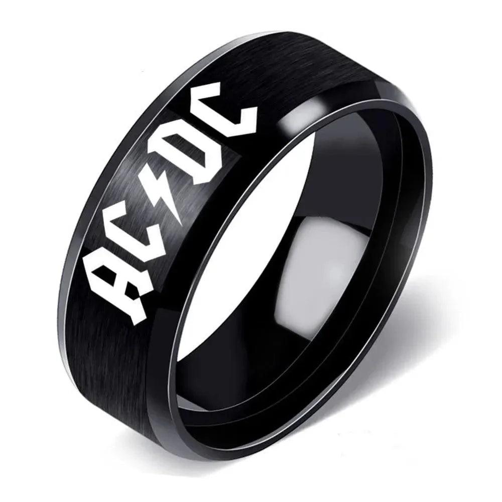 Stainless Steel Ad Dc Ring Rock Band Logo Titanium Steel Ring Men's Punk Simple Jewelry - petguardiansupplies