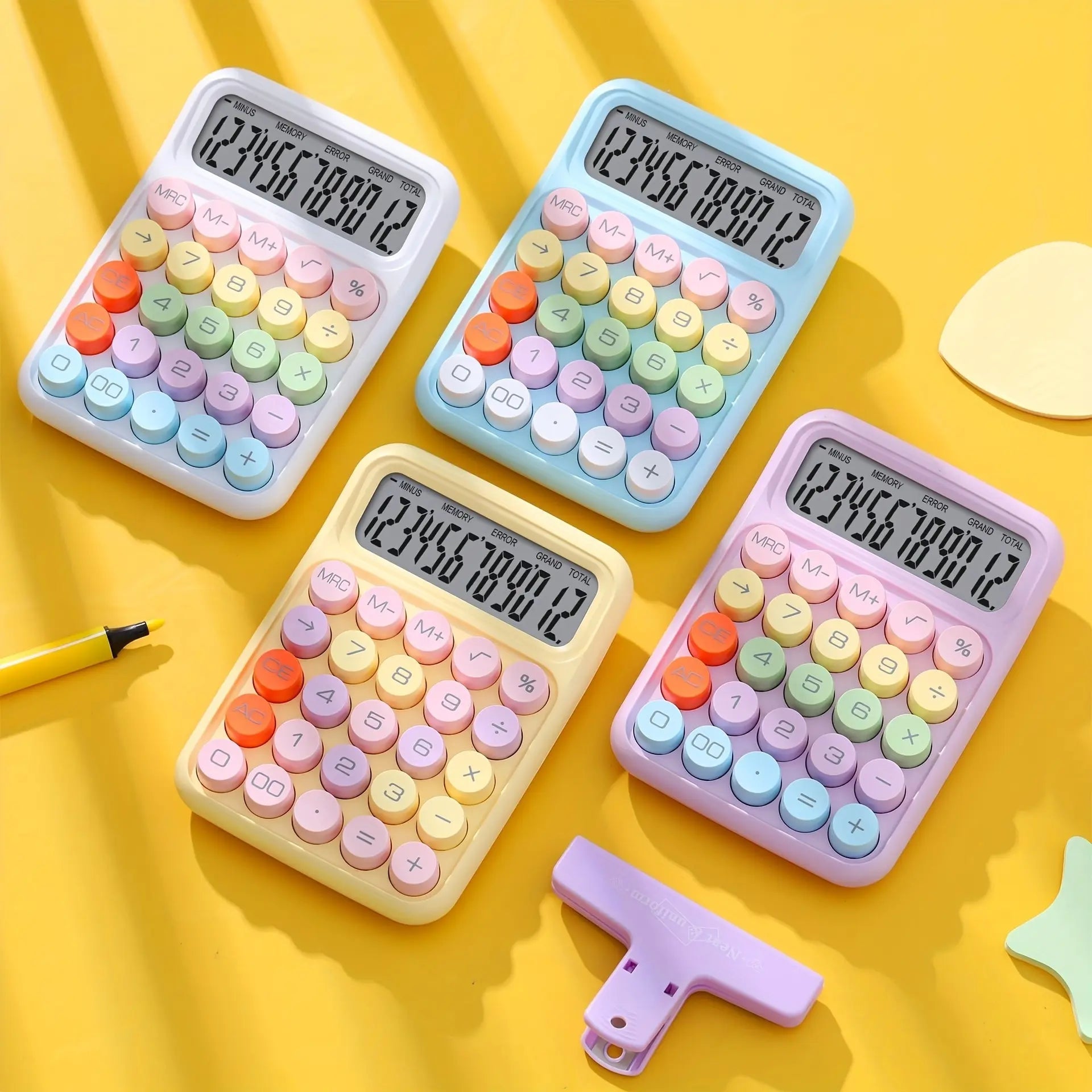 1pc Keyboard Calculator Office 12-digit Mechanical Calculator Cute Candy Color Calculator Desktop Stationery - petguardiansupplies