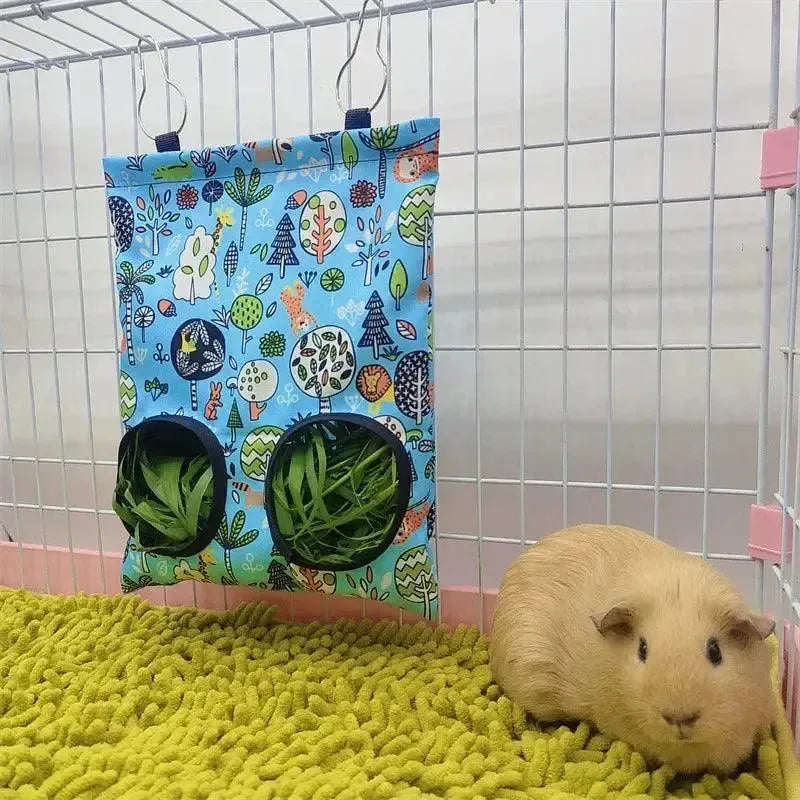 2/3 Holes Hanging Hay Bag for Bunny Guinea Pigs Small Animal Feeder Rabbit Food Dispensers Bag Cage Accessories Pet Feeding Bag - petguardiansupplies