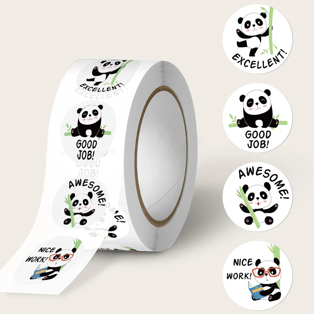 100-500Pcs 2.5cm Cute Animal Panda Label Stickers Roll for Envelope encourage Praise Reward Student Work Stationery Seal Lable - petguardiansupplies