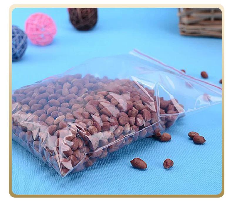 100pcs/pack Small Zip Lock Plastic Bag Reclosable Transparent Bag Shoe Bag Vacuum Bag Poly Clear Bags Thickness 0.05mm - petguardiansupplies