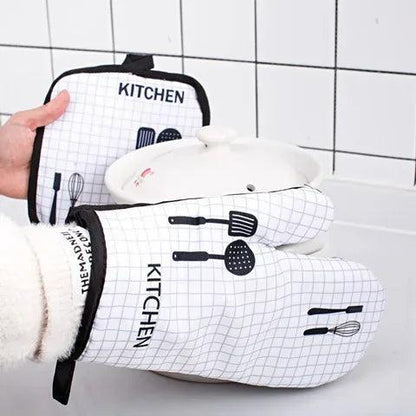 Kitchen Baking Cooking Accessories Print Oven Mitt Glove Pad Washable Microwave Pizza Anti-Hot Insulation Mat Kitchen Decor - petguardiansupplies