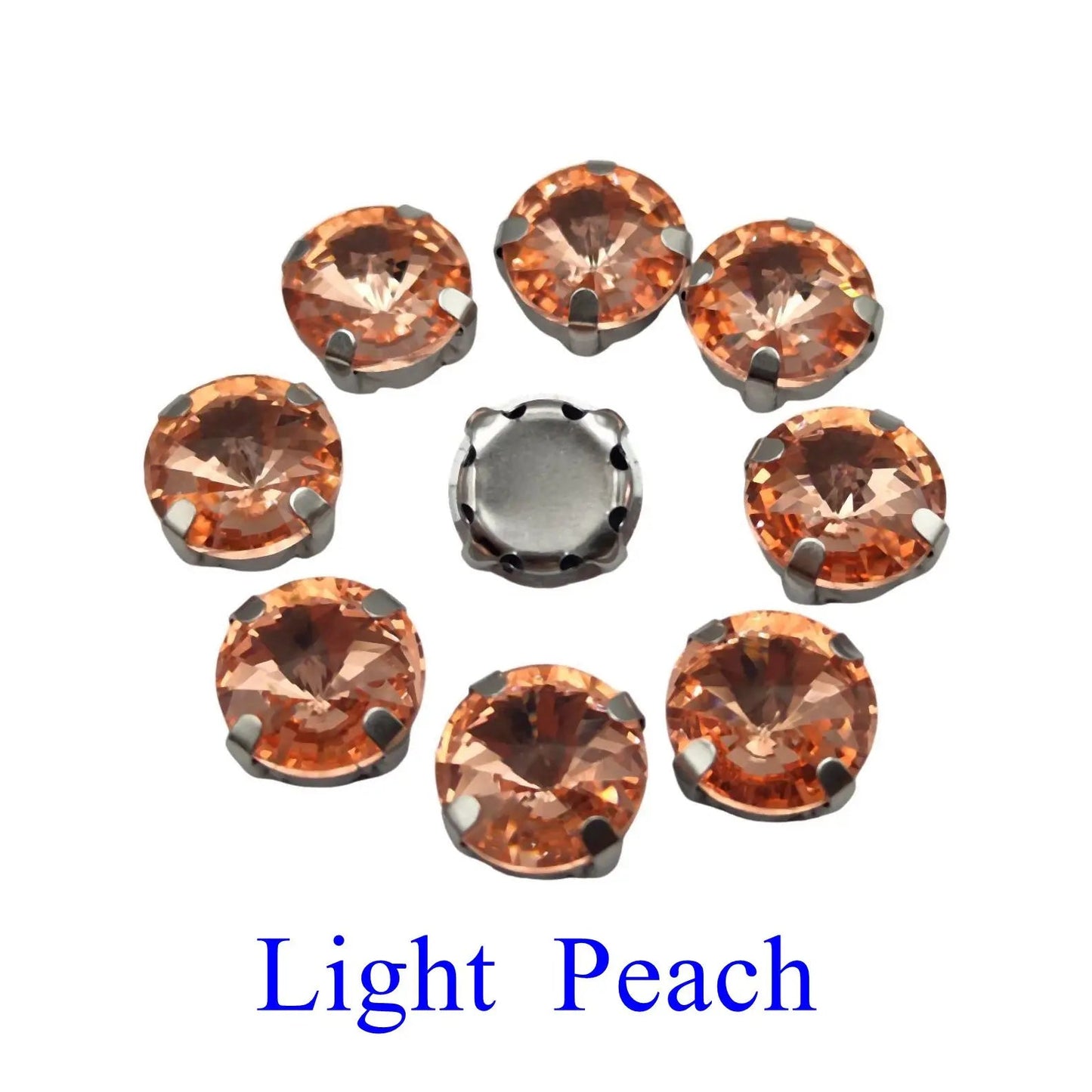 Glass Rhinestones! Satellite / Round Shape Diamond With Claw Sew On Strass Metal Base Buckle Crystal Stone Beads For Clothes - petguardiansupplies