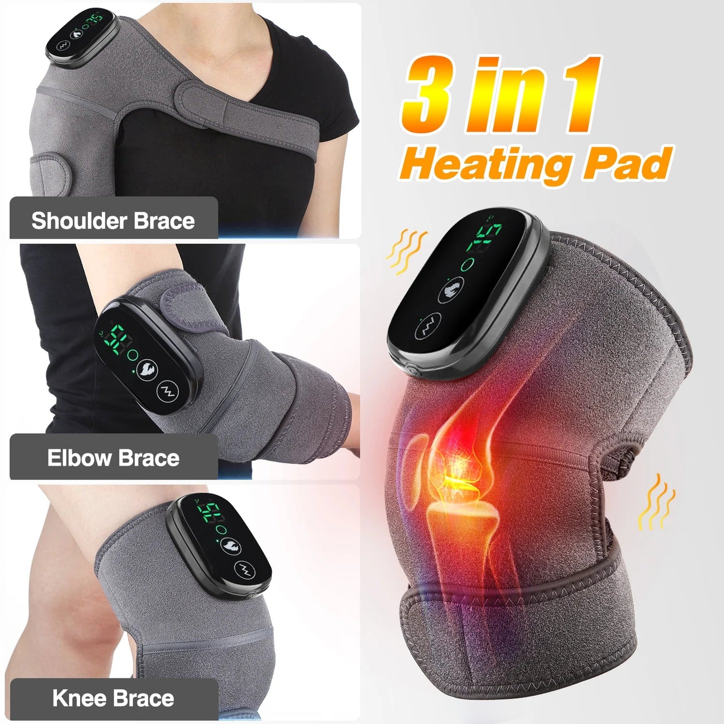 Electric Heating Knee Pad Vibration Massage Leg Joint Elbow Support Shoulder Warming Knee Temperature Massager - petguardiansupplies