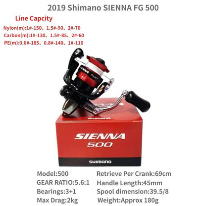 2019 SHIMANO SIENNA FG 500 1000 2000 2500 2500HG C3000 4000 Spining Fishing Reel - petguardiansupplies